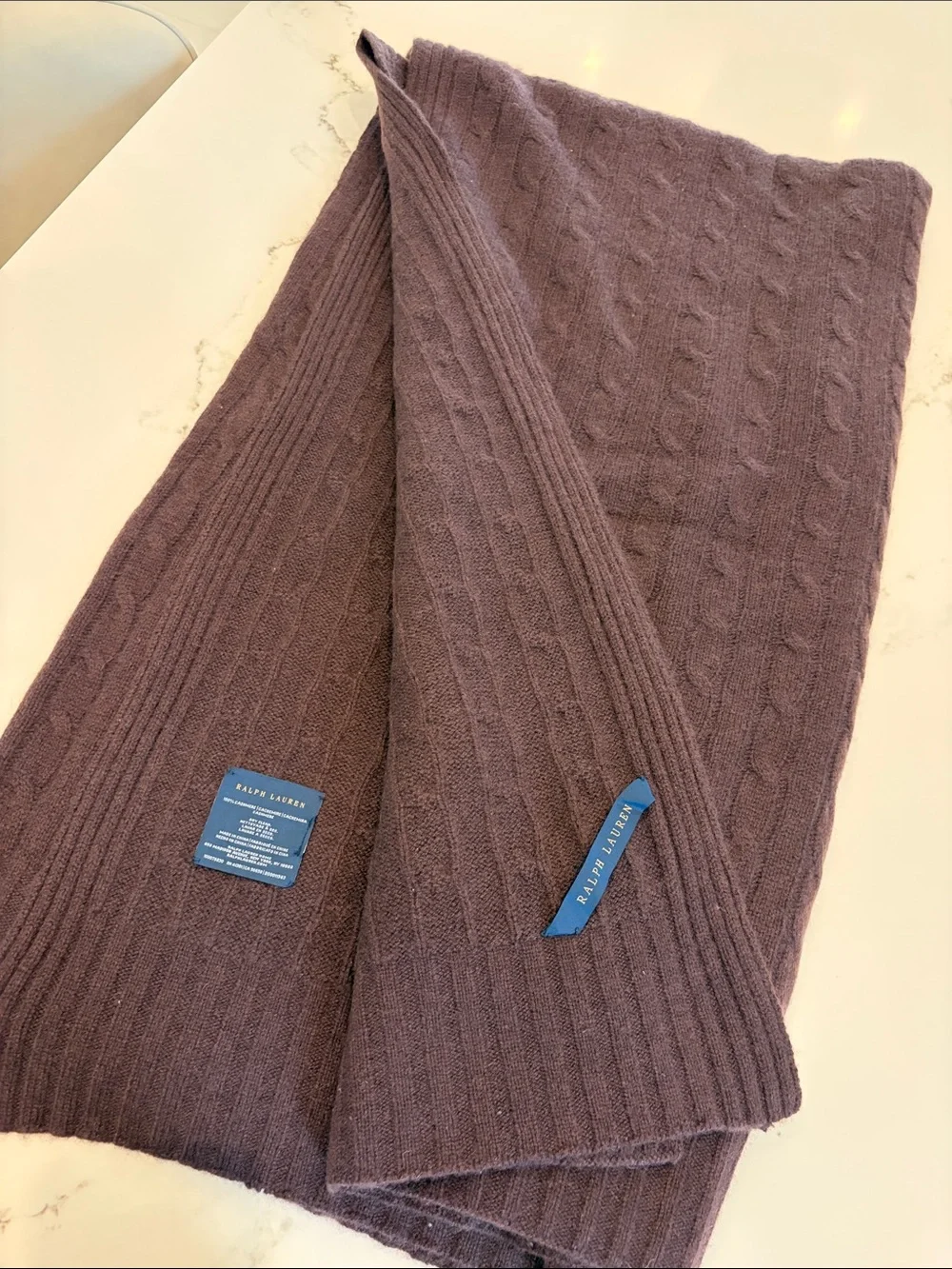 RALPH LAUREN BROWN CASHMERE THROW BLANKET - Picture 1 of 1